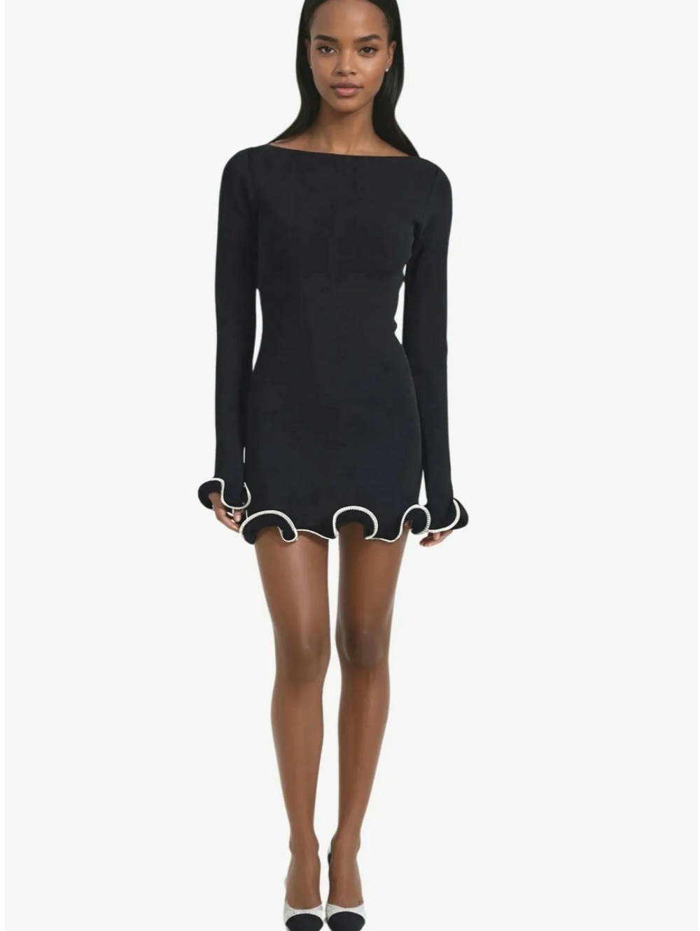 Innovare Denim Anand Asymmetric Wavy Long Sleeve Mini Dress Size S